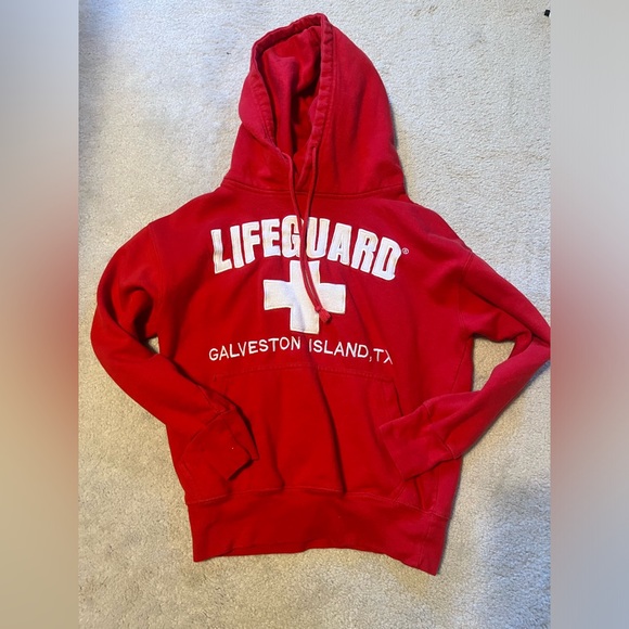Lifeguard Sweaters - Lifeguard Galveston Island Red Sweater Hoodie